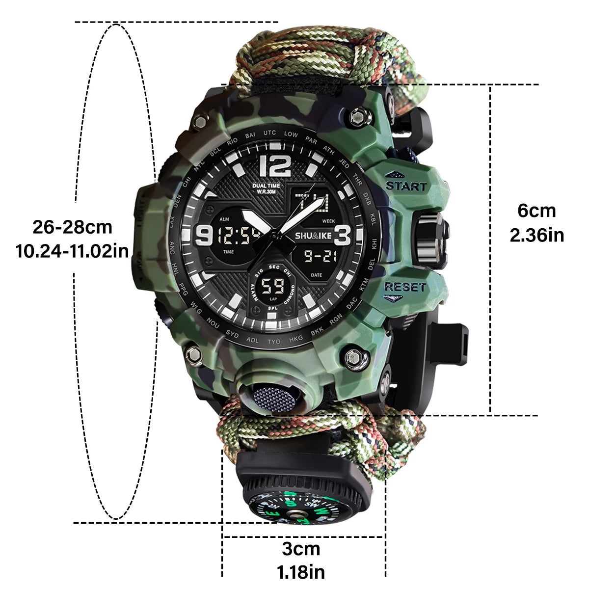 Sport Watch Military Watch For Men Alarm Clock Stopwatch LED Digital Back Light Dual Time Display 827 Men's Watches Waterproof