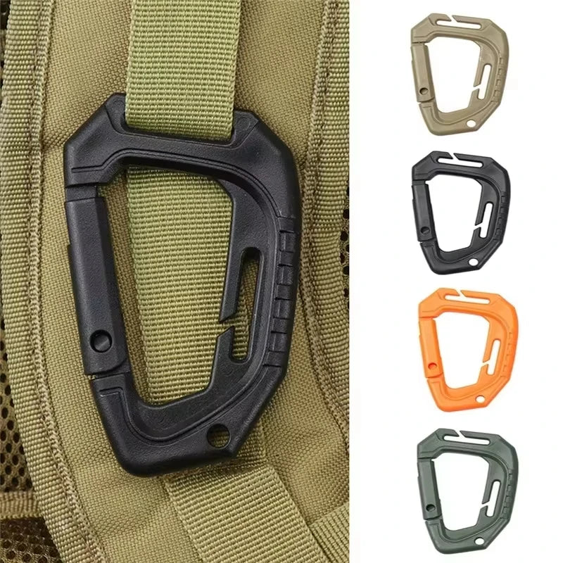 1PC Heavy-Duty D-Type Tactical MOLLE Quick-Release Hook Plastic Steel Hanging Buckle Clip for Outdoor Camping Hiking Backpacking