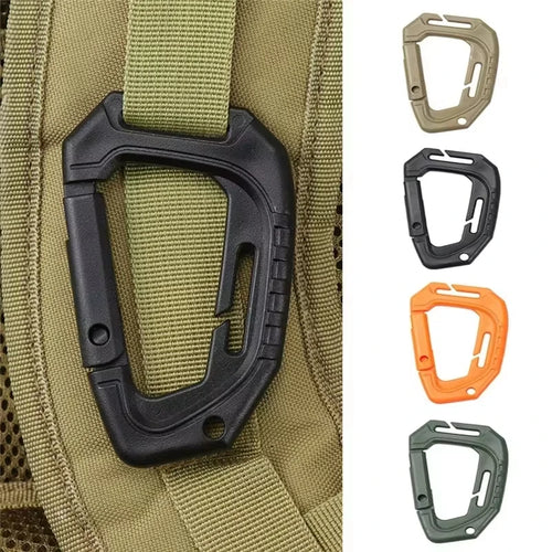 1PC Heavy-Duty D-Type Tactical MOLLE Quick-Release Hook Plastic Steel Hanging Buckle Clip for Outdoor Camping Hiking Backpacking