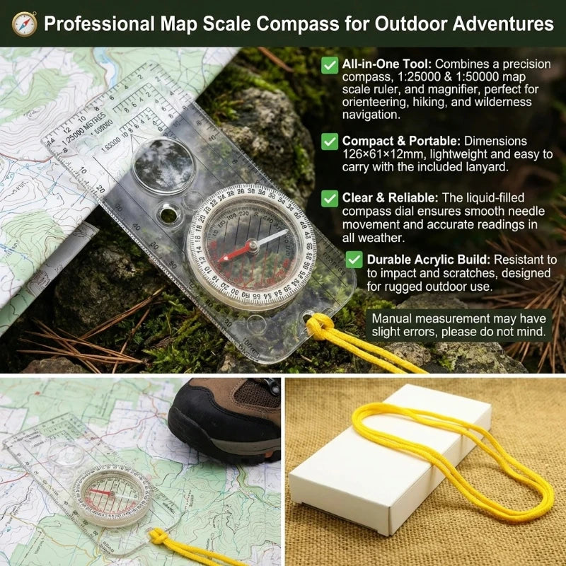 Scale Outdoor Map Compass Multifunctional Adventure Nautical Directional Compass Portable Outdoor Navigation Map
