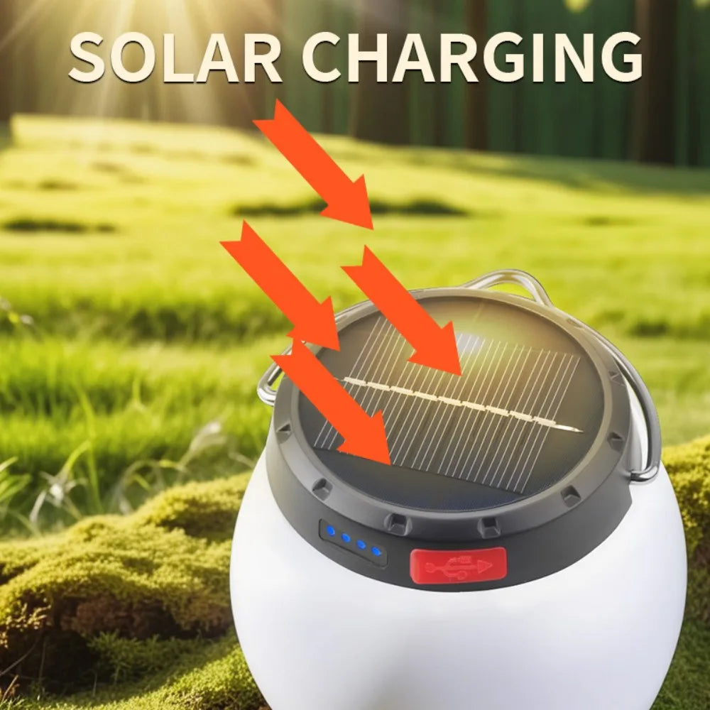 Solar LED Camping Lantern Waterproof Portable Emergency Camping Outdoor Tent Light for Power Outage Hiking Hurricane Patio Gazeb