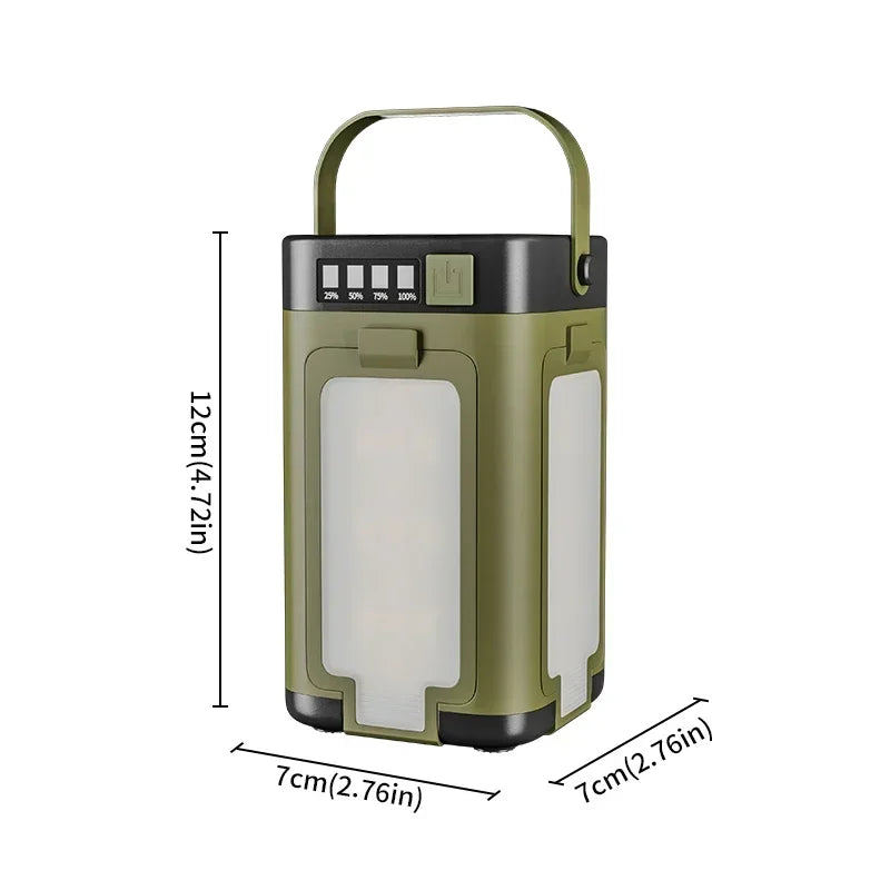 Solar Camping Light，USB/Solar Recharge Portable Lamp with 2000mAh Battery 6 Lighting Modes Outdoor Portable Hanging Tent Light
