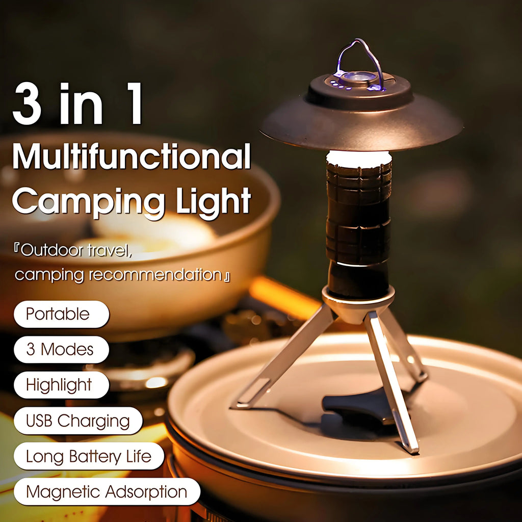LED Lighthouse Camping Lantern USB Rechargeable 3000mAh Portable Flashlight Tent Light Outdoor Emergency Lamp for Hiking Camping