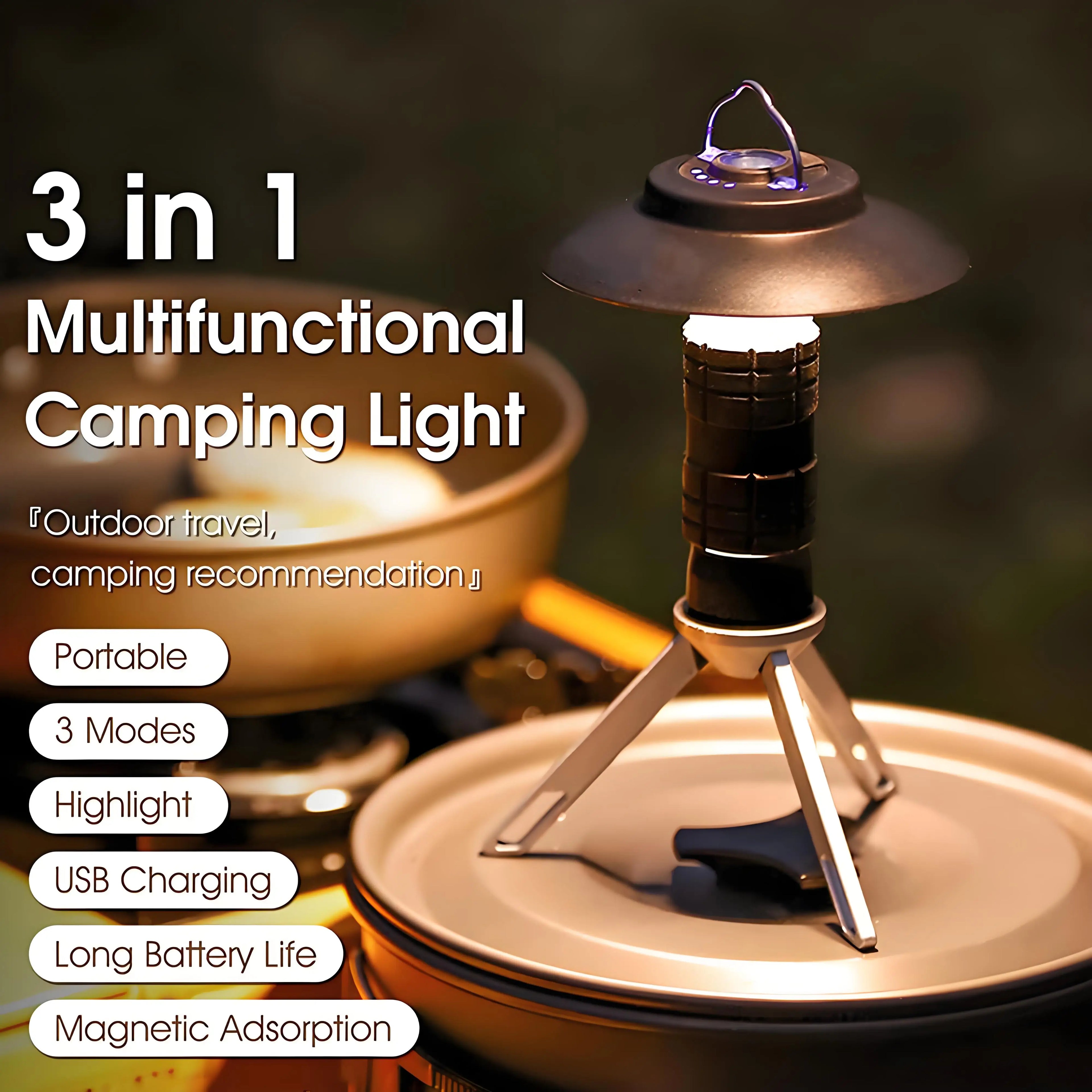 LED Lighthouse Camping Lantern USB Rechargeable 3000mAh Portable Flashlight Tent Light Outdoor Emergency Lamp for Hiking Camping