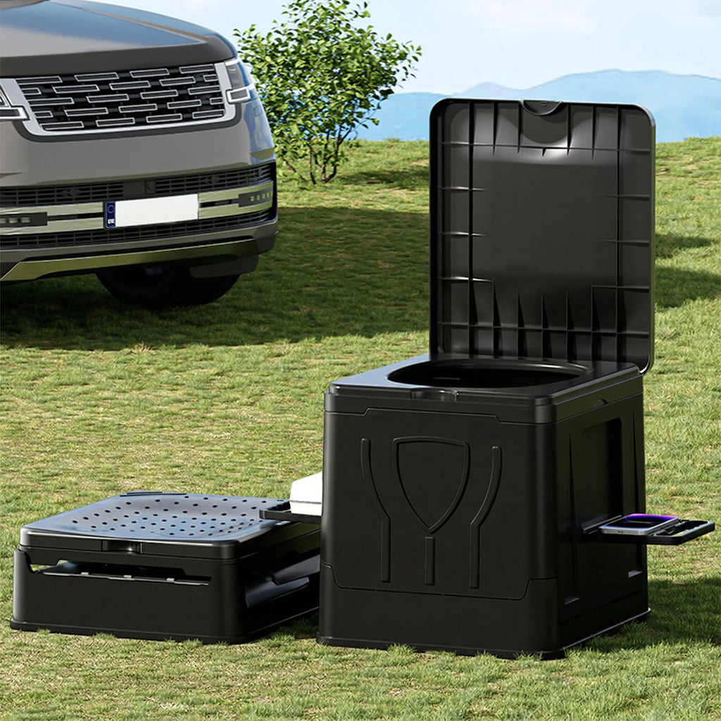 Camping Toilet, Portable Toilet for Adults, Portable Travel Folding Toilet with Lid and Paper Holder, Compact Potty for Car Camp