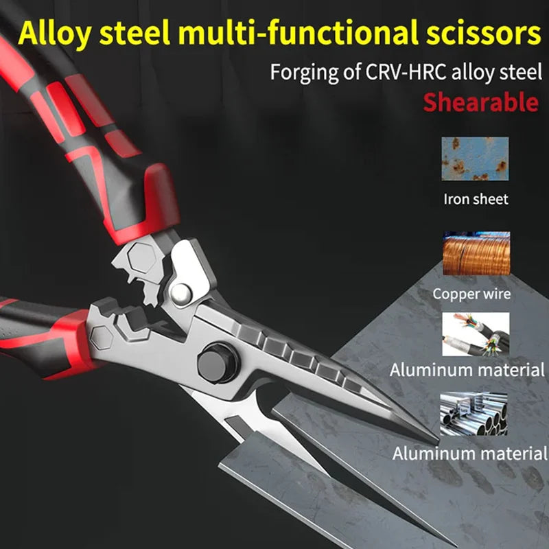 Multi-functional Electrician Scissors Practical Hand Tool for Cutting Cable and Metal Sheet in Repair Work