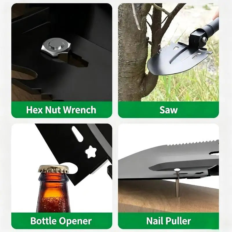 Survival Shovel Multi-Tool, Portable Engineer Shovel For Disaster Recovery,Car Emergency,Camping,Digging,and Gardening