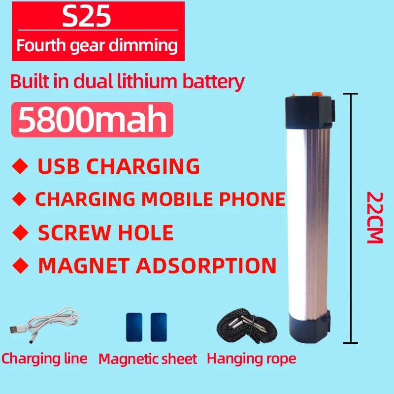 Camping Lantern Cabinet Lamp Rechargeable Bulb Outdoor Lighting Equipment Fishing Light Emergency Led Home Portable Lights
