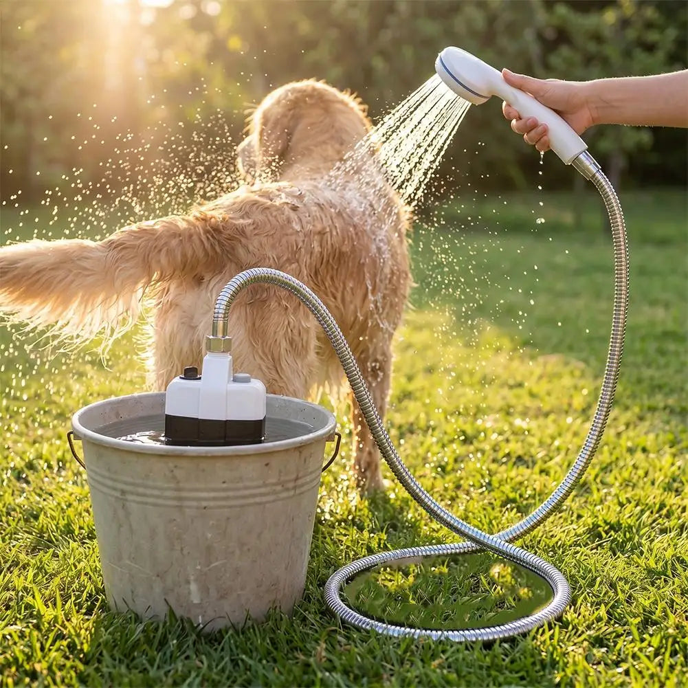 Outdoor Camp Shower Kit USB Rechargeable Electric Shower Portable Lightweight Design For Camping Travel Pet Car Washing Use