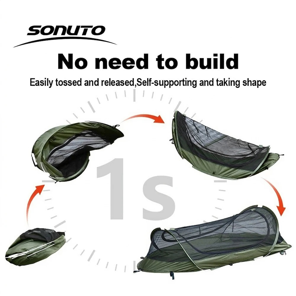 3s Instant Pop Up Mesh Tent 1kg Ultra Light Single Person Camping Tent Anti-Mosquito Net Portable Folding Outdoor Sleep Shelter