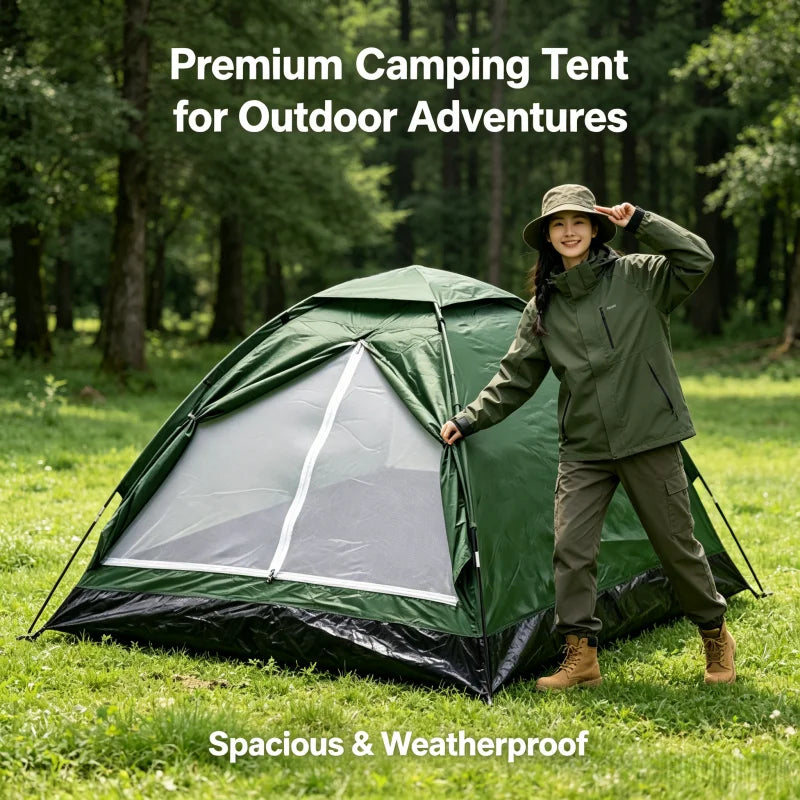Ultralight tent for 2 persons – dual-layer door, sun shield. Essential camping equipment for outdoor hiking & adventure.