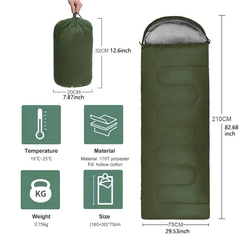 Ultralight 4 Season Camping Sleeping Bag Waterproof Envelope Warm Backpacking Sleeping Bags Portable Outdoor Hiking Travel Gear