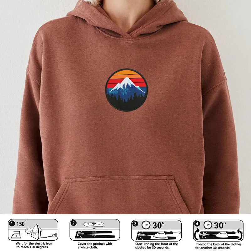 1pc Retro 70s Mountain Patch Iron-On/Sew-On Suitable for Backpacks, Jackets & Outdoor Gear - Vintage Hiking Camping Badge