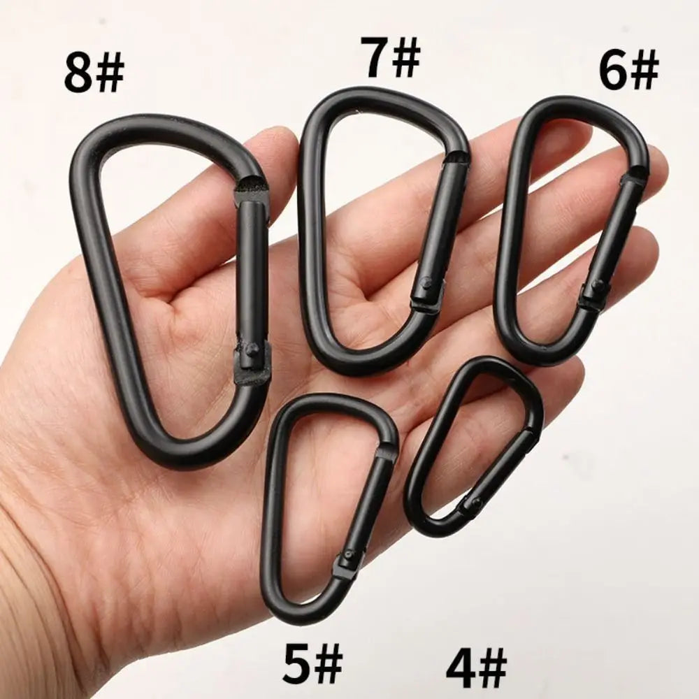 5Pcs Black Hiking Climbing Carabiner Quickdraws Camp Snap Clip Hook Keychain Keyring Camping Hiking Fishing Outdoor Accessories