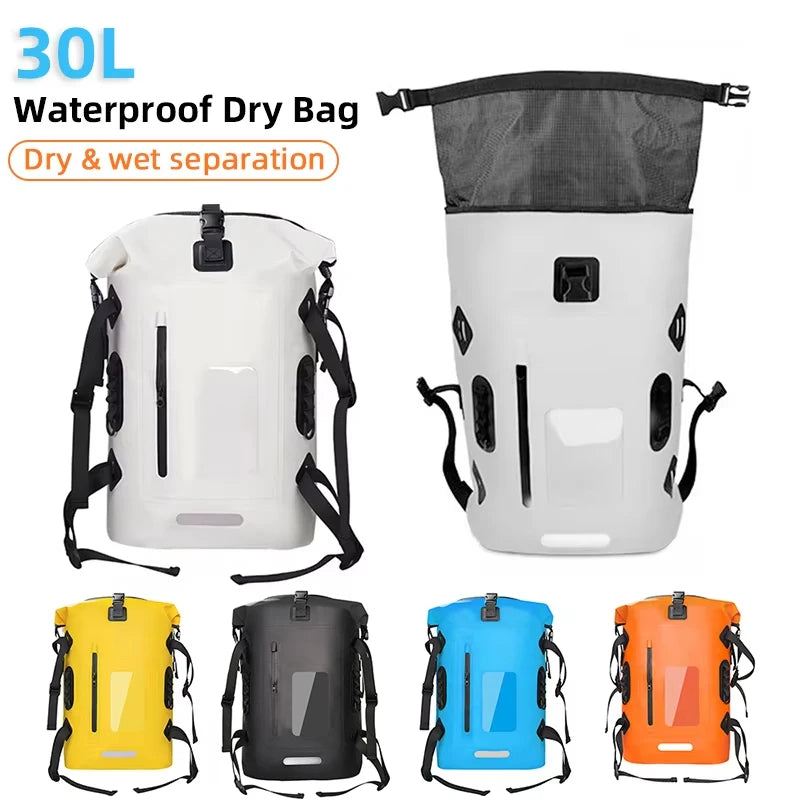 30L Waterproof Dry Bag Fishing Backpack Drift Swimming River Trekking Shoulder Bait Fishing Bucket Gear Diving Rafting Kayak Bag