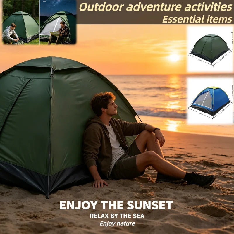 Ultralight tent for 2 persons – dual-layer door, sun shield. Essential camping equipment for outdoor hiking & adventure.
