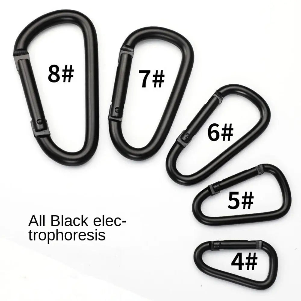 5Pcs Black Hiking Climbing Carabiner Quickdraws Camp Snap Clip Hook Keychain Keyring Camping Hiking Fishing Outdoor Accessories