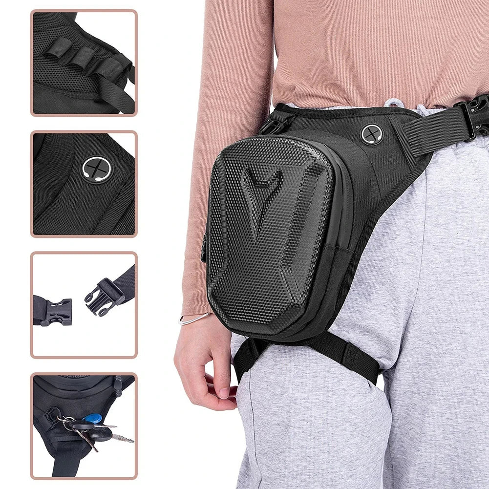 Motorcycle Leg Side Bag EVA Hard Shell Outdoor Casual Waist Bags Motorbike Mobile Phone Purse Hip Bum Pack
