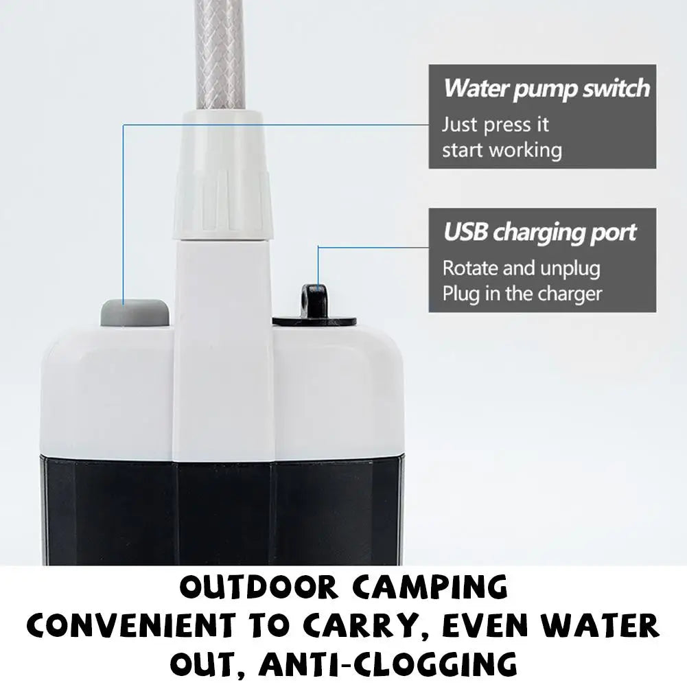 Outdoor Camp Shower Kit USB Rechargeable Electric Shower Portable Lightweight Design For Camping Travel Pet Car Washing Use